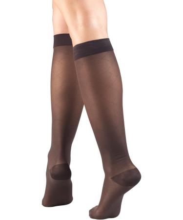Truform Sheer Compression Stockings for Women - 15-20 mmHg Knee High Length Charcoal Diamond Pattern Medium (2 Pairs) - International Shipping Available - Buy Online on GoSupps.com