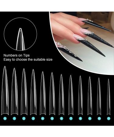 Vcedas 120PCS XXL Stiletto Half Cover Nail Tips - Clear Sharp Acrylic False Nails - Buy Online on GoSupps.com