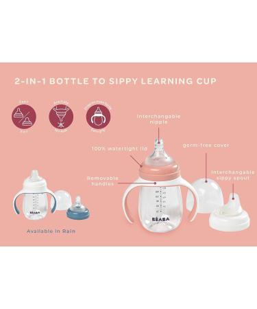 BEABA 2-in-1 Baby Bottle to Training Sippy Cup 7 oz (Sage) - Spill Proof, Baby Bottle Nipple and Soft Silicone Sippy Spout for Toddlers - Buy Online on GoSupps.com