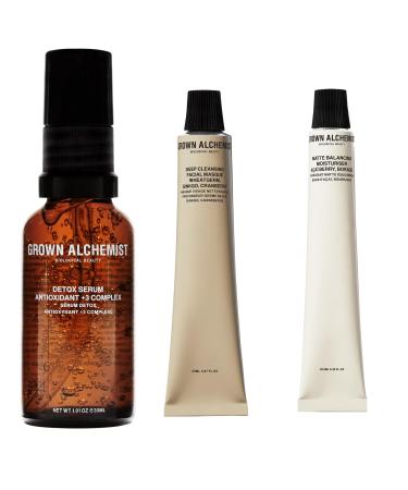 Grown Alchemist Detox Essentials Skincare Kit - Skincare Set Gift Exclusive - Detox Niacinamide Serum for Face 30 ml Moisturising and Hydrating Matte Moisturiser 12 ml Deep Cleansing Face Mask 20 ml