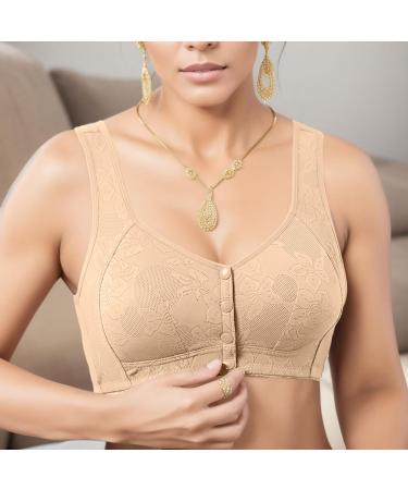 Women's Yoga Set - Soft Cotton Fitness Outfit with Front Cup Buckle No Steel Ring Wide Strap Medium to Large Size - 38 Beige - Buy Online on GoSupps.com