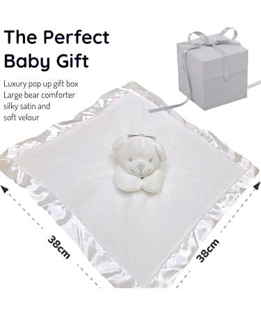 BUSHBABY Unisex Baby Comfort Blanket Gift Set - Plush Teddy Soft Toy in White Cube Box 10cm - Perfect 1st Birthday or Newborn Present - Buy Online on GoSupps.com