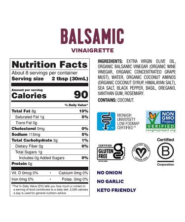 Fody Foods Balsamic Vinaigrette Salad Dressing - Low FODMAP, Gut Friendly, IBS Friendly - Gluten Free, Lactose Free, Non GMO - Buy Online on GoSupps.com