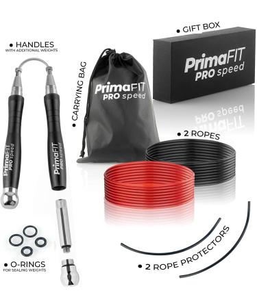 Primafit Pro Speed Jump Rope for Adults | Adjustable 3m Fitness Jump Rope with Weights 2 Ball Bearings & Anti-Slip Handles - Perfect for Boxing MMA & CrossFit - Buy Online on GoSupps.com