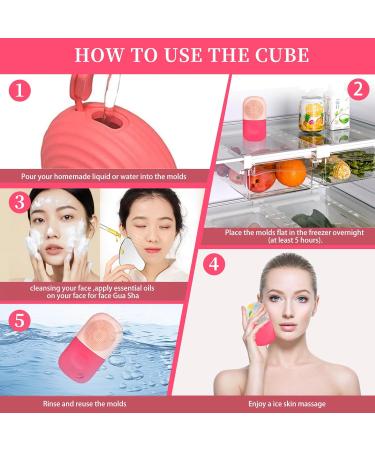 Shop Ice Roller & Gua Sha Facial Tool - Pink Ice Cube Massager for Eye Bags Wrinkles & Lifting - Best Skin Care for Women & Girls - Buy Online on GoSupps.com