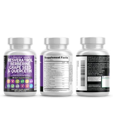 Clean Nutraceuticals Resveratrol Berberine Grape Seed Extract Quercetin Green Tea Extract Polyphenol Supplement for Women & Men N-Acetyl Cysteine Acai Extract - 2Pack - Buy Online on GoSupps.com