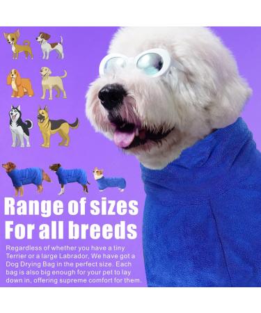 Super Absorbent Dolahovy Microfiber Dog Bathrobe Towel - Adjustable Fast-Dry Coat for Small Medium & Large Dogs - XS Blue - Buy Online on GoSupps.com