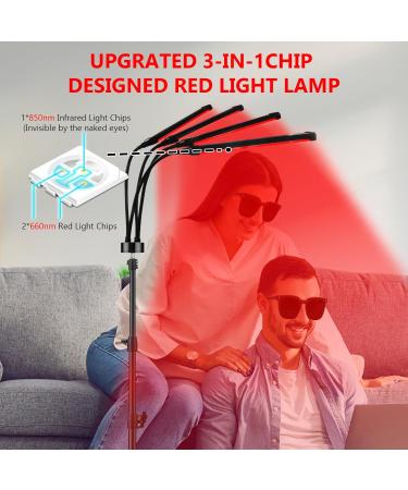 Red Light Lamp 180LEDs Red Light Lamp with Stand 660nm Red Light & 850nm Near Infrared Light with Timer for Body at Home - Buy Online on GoSupps.com