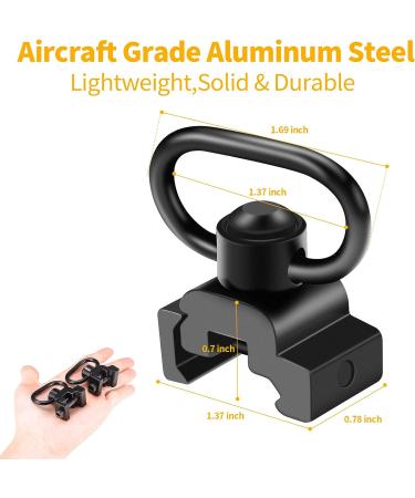 LONSEL 360 Rotation Picatinny Sling Swivel Mount + 2 Point Traditional Sling Rail Mount - Black - Buy Online on GoSupps.com
