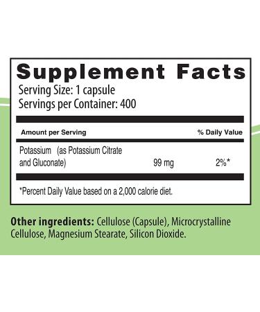 Naturalslim Kadsorb Potassium Citrate Supplement - 99mg 400 Capsules, Non-GMO, Gluten-Free, Electrolyte Balance & PH Support - Buy Online on GoSupps.com