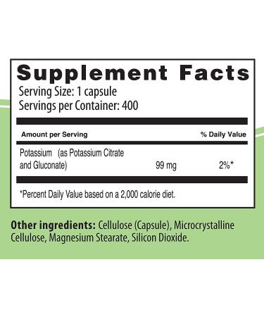 NaturalSlim Kadsorb® Potassium Citrate Capsules - Supports Electrolyte  Balance & Normal pH 400 Ct 