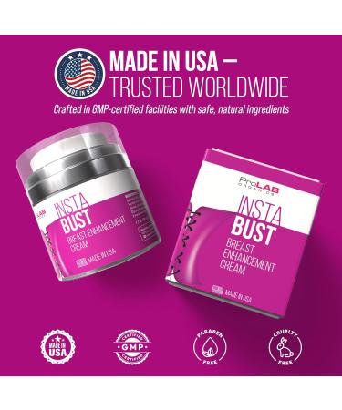 ProLab Organics InstaBust Breast Enhancement Cream Bust Firming & Lifting Formula for Fuller Rounder Bigger Breasts Volume Boosting Topical Made in USA - Buy Online on GoSupps.com