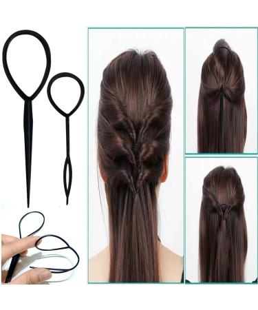Topsy Hair Tail Tool & Rat Tail Comb Set - 6Pcs Hair Loop Styling Tools with 2 Metal Pin Combs - Heat Resistant - Black Schembo A Gift - Buy Online on GoSupps.com