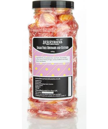 Original Sugar Free Rhubarb and Custard Retro Sweets Gift Jar by Berrymans Sweet Shop - Classic Sweets Traditional Taste. - Buy Online on GoSupps.com