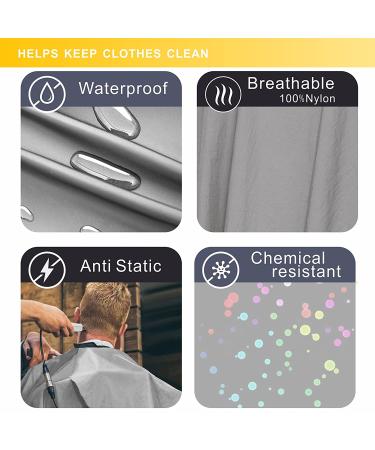 Izzycka Nylon Waterproof Hair Cutting Cape for Adults - Grey Salon Capes for Hair Stylists - Adjustable Snap Closure - 56 x 64inch - Professional and Home Use - Buy Online on GoSupps.com