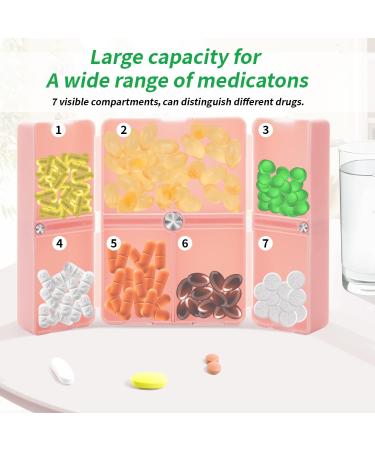 Small Daily Pill Organizer 2 Pack - 7 Compartment Magnetic Travel Pill Box for Vitamins Supplements & Fish Oil - Dustproof Portable Perfect for Purse (Blue & Pink - Buy Online on GoSupps.com