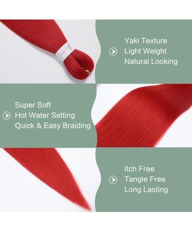 YDDM PRE Stretched 26 Inch Red Braiding Hair Extensions - 3 Packs Jumbo Kunsthaar for Braid Styles - Buy Online on GoSupps.com