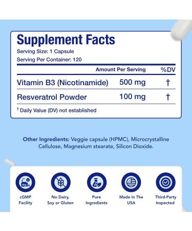 NasaBeahava Resveratrol with Vitamin B3 Nicotinamide & CoQ10 400mg Bundle | NAD+ Precursor and Longevity Complex Brain Support Bundle with Nicotinamide Resveratrol and Coenzyme Q10 Supplements - Buy Online on GoSupps.com