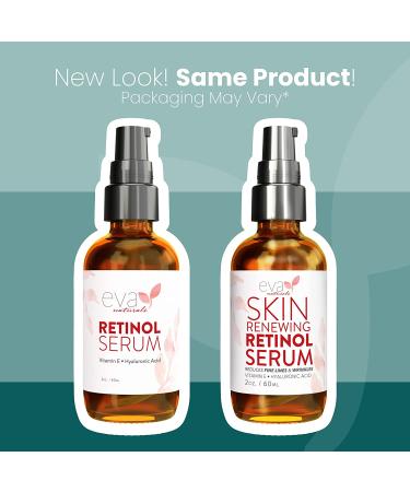 Eva Naturals Retinol Serum with Hyaluronic Acid & Vitamin E - Anti-Aging Serum for Face - Reduce Wrinkles, Dark Spots & Fine Lines - 2oz Bottle - Buy Online on GoSupps.com
