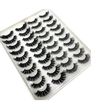 HBZGTLAD 20 Pairs Fluffy False Lashes Natural Volume 3D Faux Mink Lashes (H07)