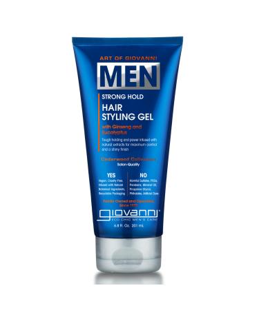 Giovanni Men s Hair Styling Gel 6.8 oz. with Ginseng and Eucalyptus Slicks Hair Defines Style & Controls Frizz Provides Shine Vegan-Friendly Men s Cedarwood Collection For All Hair Types