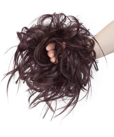 Synthetic Wavy Donut Hair Bun Chignon in Black Mix Wine Red | Updo Scrunchy Curly Hair Extension - Buy Online on GoSupps.com