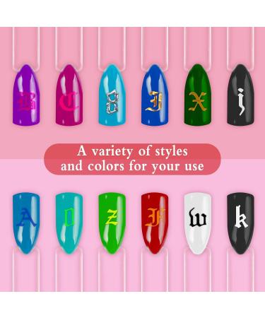 12 Sheets Self-Adhesive Letter Nail Art Sticker Alphabet Nail Stickers Letter Word Nail Decals - Buy Online on GoSupps.com