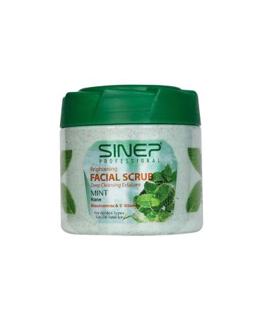 SINEP Professional Brightening face and body scrub exfoliating treatment with coconut extract and niacinamide for radiant skin 400 ml 400 ml mint