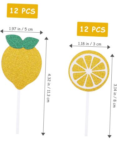 Abaodam 48 pcs Lemon Cake Toppers birthday toppers for cakes birthday cupcake topper birthday cake decorations gold trim gold decorations cocktail garnish party supplies baby summer - Buy Online on GoSupps.com