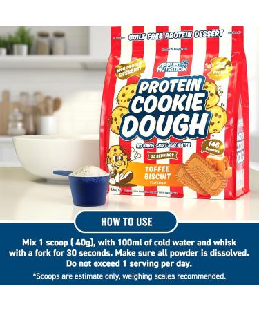  Applied Nutrition Applied Nutrition Protein Cookie Dough Protein Snack Protein Cookie Mix Over 22g of Protein per Serving Low Calorie 1kg (1kg Toffee Biscuit) - Buy Online on GoSupps.com