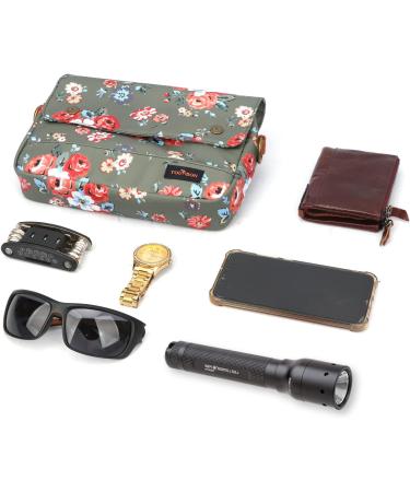 Tourbn Waterproof Canvas Bicycle Handlebar Bag - Floral Green Pattern | 25x18x6cm - Durable & Stylish Bike Accessories - Buy Online on GoSupps.com