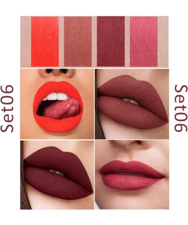 4 Pcs Velvet Matte Lipstick & Lip Gloss Set - Long Lasting, Waterproof Makeup Gift for Women (Set 06) - Buy Online on GoSupps.com