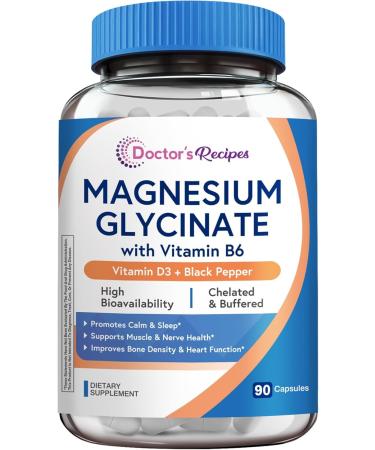 Doctor's Recipes Magnesium Glycinate 100mg 90 Capsules and Magnesium Glycinate 420mg 90 Capsules - Buy Online on GoSupps.com