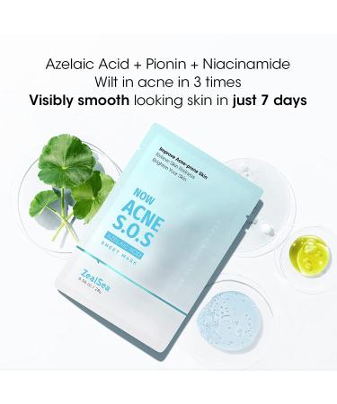 ZealSea Anti-Acne Face Sheet Mask 5 Pack - Sensitive Skin Care for Soothing, Cleansing, and Moisturizing - Brightening & Firming Beauty Mask for All Skin Types - 0.98 Fl Oz (Pack of 5) - Buy Online on GoSupps.com