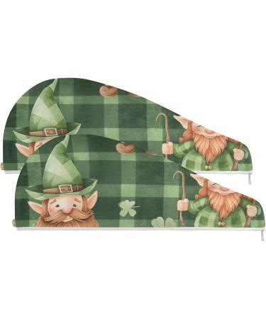 Super Absorbent Saint Patrick's Day Gnome Hair Towel 2 Pack - Quick Dry Hair Turbans for Women & Girls - Buy Online on GoSupps.com
