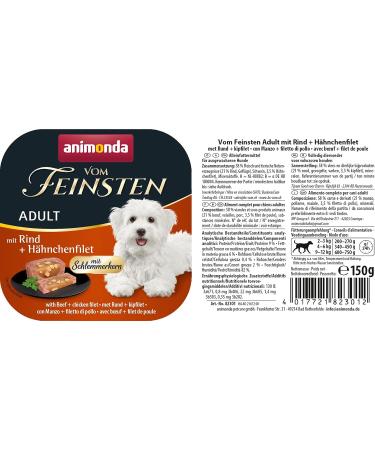 Animonda Finest Adult Dog Food: Premium Wet Food with Beef & Chicken Fillet (150g 22 Pack) - International Shipping Available - Buy Online on GoSupps.com