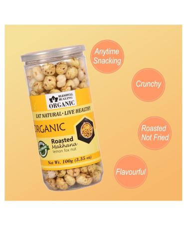 Buy Blessfull Healing Organic Makhana with Roasted Lemon Flavor - 100g | Premium Superfood Snacks for Health & Wellness - Buy Online on GoSupps.com