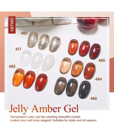 Buy Gellen Jelly Gel Nail Polish Kit - Translucent Sheer Amber & Brown Glitter for Trendy DIY Home Salon Nail Art - Buy Online on GoSupps.com
