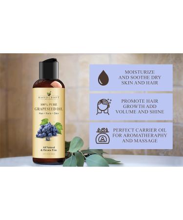 Premium 100% Pure Grapeseed Oil - 118 ml - Therapeutic Grade Carrier Oil for Skin and Hair - Aromatherapy Moisturizer - Buy Online on GoSupps.com