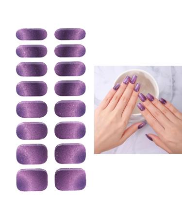 Purple Galaxy Semi Gels Nail Strips Stickers Cured Gel Nails Wraps with Lamp Starter Kit Upgraded 16 Pieces Glossy Soft Self-Adhesive Salon-Quality Uv/LED Lamp Required