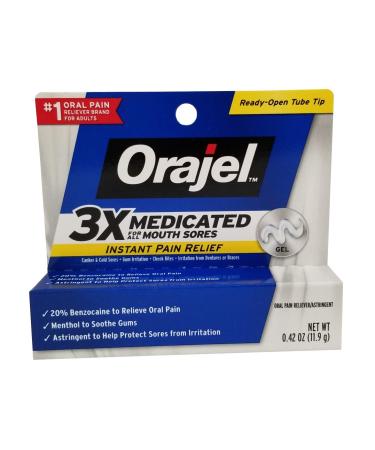 Orajel Instant Pain Relief Gel 3X Medicated For All Mouth Sores 0.18 oz (5.1 g)