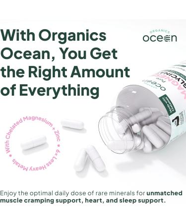 Organics Ocean Pure Magnesium Glycinate with Zinc - Maximum Strength Chelated Magnesium Supplement for Women and Men for Muscle Cramps and Sleep Support - 3 Bottles 90 Count (Pack of 3) - Buy Online on GoSupps.com