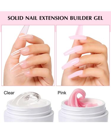 AIMEILI Solid Builder Gel Set for Gel Nails | Clear & Pink Nail Extension | Best Solid Nail Gel for Long-lasting Results - Buy Online on GoSupps.com