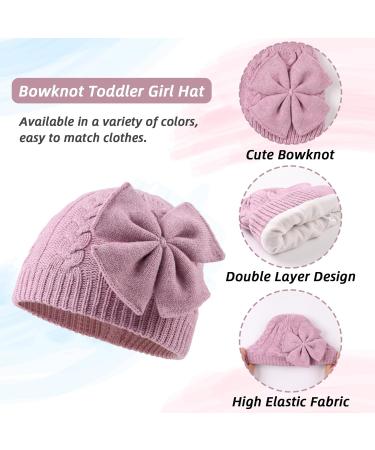 XIAOHAWANG Baby Girl Winter Hat | Cute Bow Knitted Beanie for Infant Toddler Girls 0-6 Months - Purple - Buy Online on GoSupps.com
