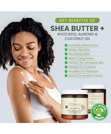 Desalu Naturals Pure Unrefined Shea Butter with Avocado, Almond, and Coconut Oil - 100% Natural African Shea Butter for All Skin Types - Buy Online on GoSupps.com