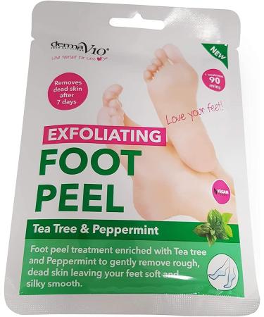 DermaV10 Exfoliating Foot Peel with Tea Tree and Peppermint - Smooth and Soft Feet Guaranteed - Buy Online on GoSupps.com