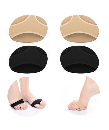 Keroius Forefoot Pads Ball of Foot Cushioning Sleeves for Callus Bunion Chafing Feet Pain Relief Women Men  Honeycomb Forefoot Pads Soft Gel Cushioning Shoe Inserts for Running Hiking Dancing L(1 Pairs Black/1 Pair Beige...