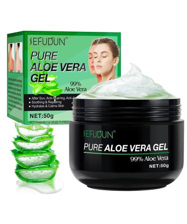 Aloe Vera Gel, Organic Aloe Vera Gel, Natural Aloe Vera Gel, Moisturizing, Soothing and Moisturizing, Repairing Sunburn and Scars, Face Care Body Hair, 50 g
