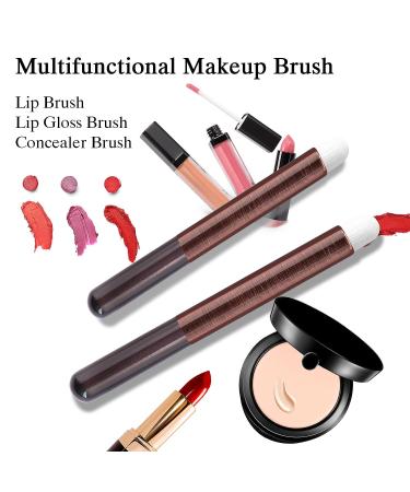 3PCS Lip Brush Set with Tubes | Multi-purpose Lip & Eye Makeup Brushes | Brown Brushed Applicator Tool Kit - Buy Online on GoSupps.com