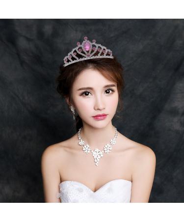 Kids Girls Pink Crystal Tiara Crown Headband | Princess Birthday Party Hair Accessories - Buy Online on GoSupps.com